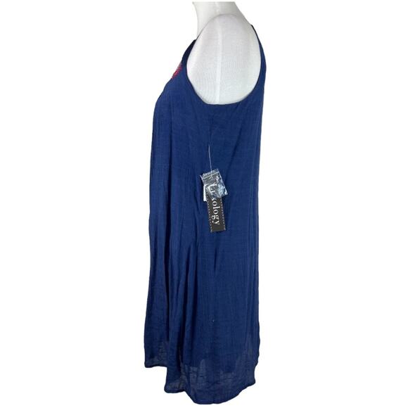 Luxology Navy Gauze Halter Dress with Embroidered Bodice and Sequins Size S - Picture 4 of 8